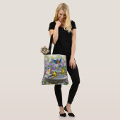 Blauwvogels Goldfinches en fontain Birdbat Tote Bag (Op model)