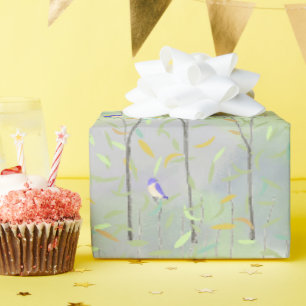 Blauwvogels in bomen en weide cadeaupapier