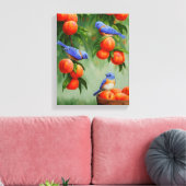 Blauwvogels in een boomgaard canvas afdruk (Insitu (Woonkamer))