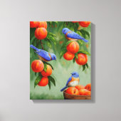 Blauwvogels in een boomgaard canvas afdruk (Voorkant)