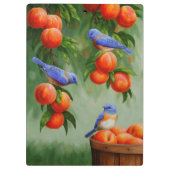 Blauwvogels in een boomgaard klembord (Achterkant)