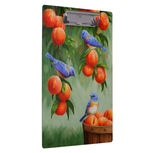 Blauwvogels in een boomgaard klembord (Rechts)