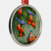 Blauwvogels in een boomgaard metalen ornament (Rechts)