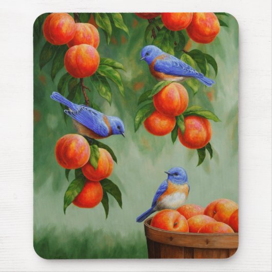Blauwvogels in een boomgaard muismat (Voorkant)