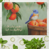 Blauwvogels in een boomgaard theedoek (Gevouwen)