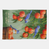 Blauwvogels in een boomgaard theedoek (Horizontaal)