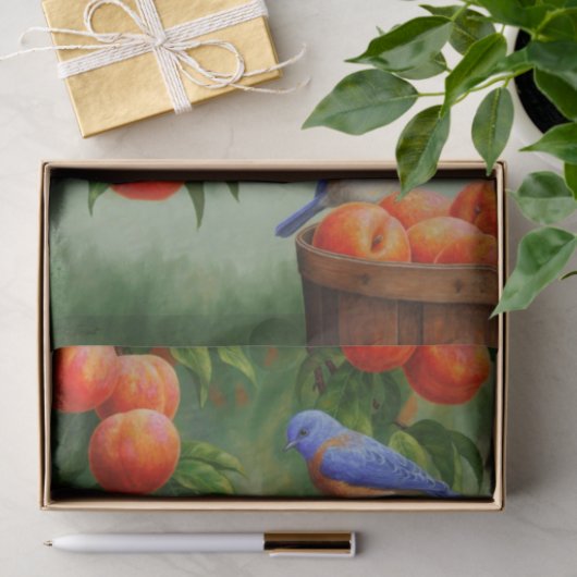 Blauwvogels in een boomgaard tissuepapier (Geschenk)