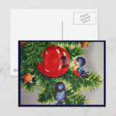 Blauwvogels in een kerstboom feestdagenkaart (Voorkant / Achterkant)