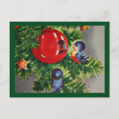 Blauwvogels in een kerstboom feestdagenkaart (Voorkant)