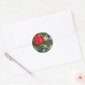 Blauwvogels in een kerstboom ronde sticker (Envelop)