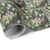 Blauwvogels in Nest Cadeaupapier (Rol Hoek)