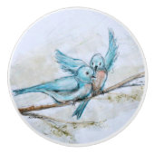 Blauwvogels Keramische Knop (Voorkant)