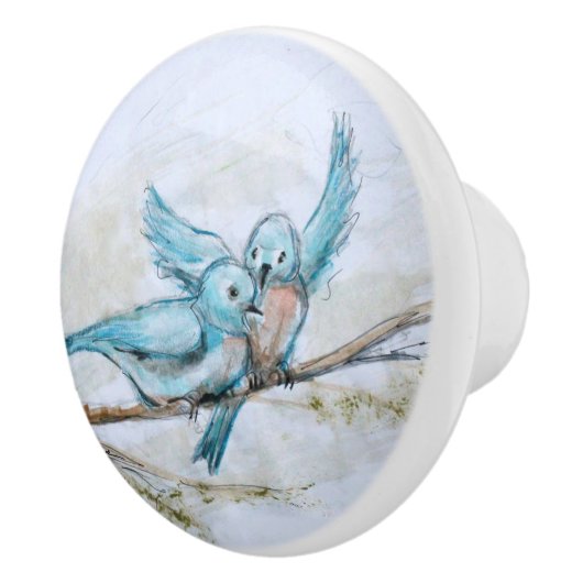 Blauwvogels Keramische Knop (Rechts)