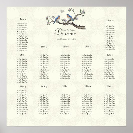 Blauwvogels Koraal en Blauwe Tortelduifjes Poster (Voorkant)