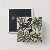 Blauwvogels (m/v op papier) vierkante button 5,1 cm (Voorkant /achterkant)