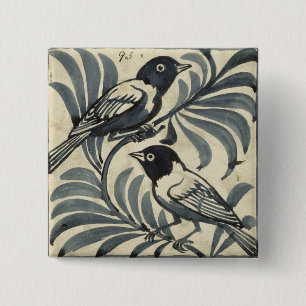 Blauwvogels (m/v op papier) vierkante button 5,1 cm