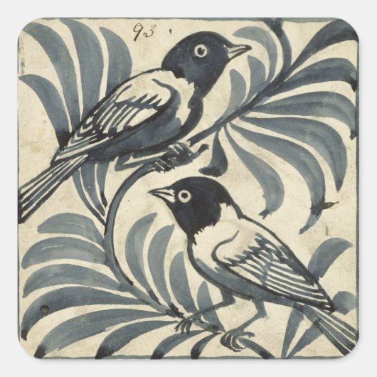 Blauwvogels (m/v op papier) vierkante sticker (Voorkant)