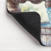 Blauwvogels met een oude kraan en emmer muismat (Hoek)