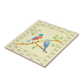 Blauwvogels met keramische Tegel Tegeltje (Zijkant)