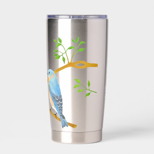 Blauwvogels monogram geïsoleerde drinkbeker (Achterkant)