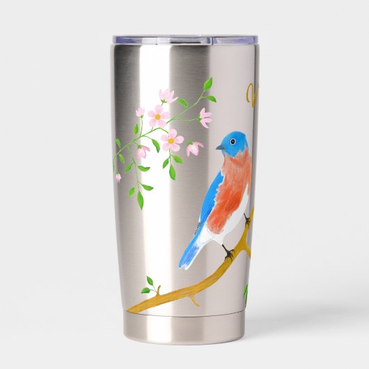 Blauwvogels monogram geïsoleerde drinkbeker (Voorkant)