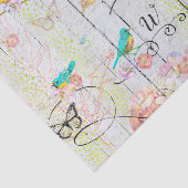 Blauwvogels Nest Roze Hortensia Bloemen Monogramme Tissuepapier (Detail)