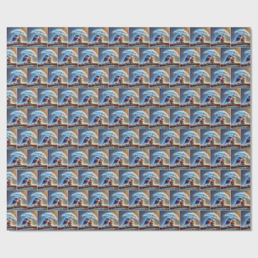 Blauwvogels onder een paraplu cadeaupapier (Vlak)
