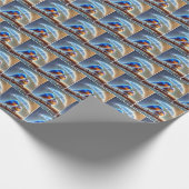 Blauwvogels onder een paraplu cadeaupapier (Hoek)