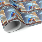 Blauwvogels onder een paraplu cadeaupapier (Rol Hoek)