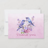 Blauwvogels op bloemen roze (Voorkant)