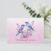 Blauwvogels op bloemen roze (Staand voorkant)