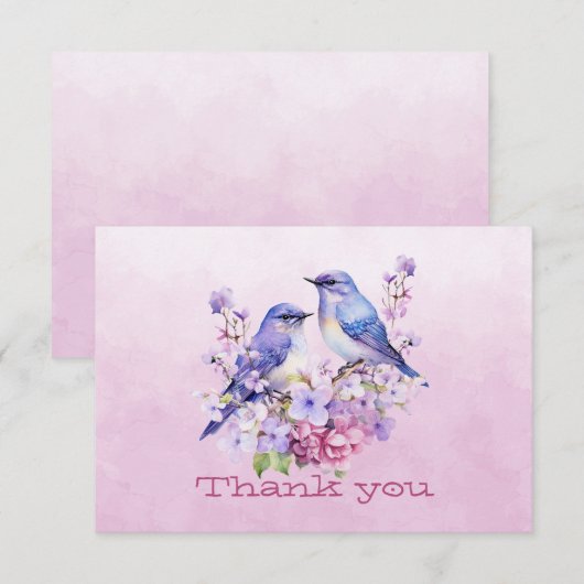 Blauwvogels op bloemen roze (Voorkant / Achterkant)