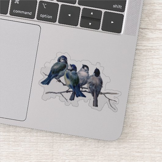  Blauwvogels op een Tak Vinyl Sticker (Detail)