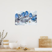 Blauwvogels op kersenbloesem poster (Keuken)