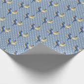Blauwvogels op Polka Dots Cadeaupapier (Hoek)