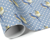 Blauwvogels op Polka Dots Cadeaupapier (Rol Hoek)