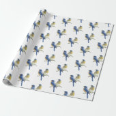 Blauwvogels op wit cadeaupapier (Uitgerold)
