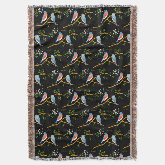 Blauwvogels zwart deken (Voorkant Verticaal)