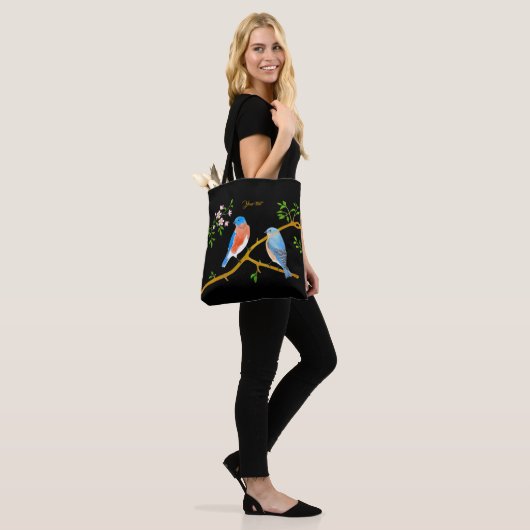 Blauwvogels zwart tote bag (Op model)