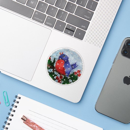 BlauwvogelSticker Sticker (Laptop met iPhone)