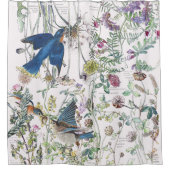 Blauwvogelvogels Wilde bloem Showgordijn Douchegordijn (Voorkant)