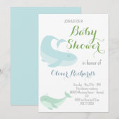 Blauwwalvis Groen deeg Oceaan Baby shower vis Kaart (Voorkant / Achterkant)