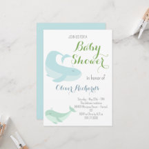 Blauwwalvis Groen deeg Oceaan Baby shower vis