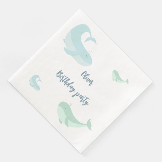 Blauwwalvis Groene pasta Oceaan Vissendag Servet (Hoek)