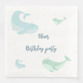 Blauwwalvis Groene pasta Oceaan Vissendag Servet (Voorkant)