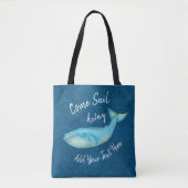 Blauwwalvis Nautical Zee Beach Sail Away | Aangepa Tote Bag (Voorkant)
