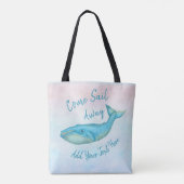 Blauwwalvis Nautical Zee Beach Sail Away | Aangepa Tote Bag (Achterkant)