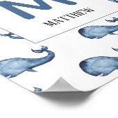 Blauwwalviskwekerij. Baby jongen monogram. Naam Poster (Hoek)