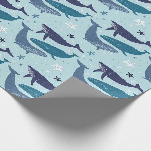 Blauwwalvispapier Cadeaupapier (Hoek)