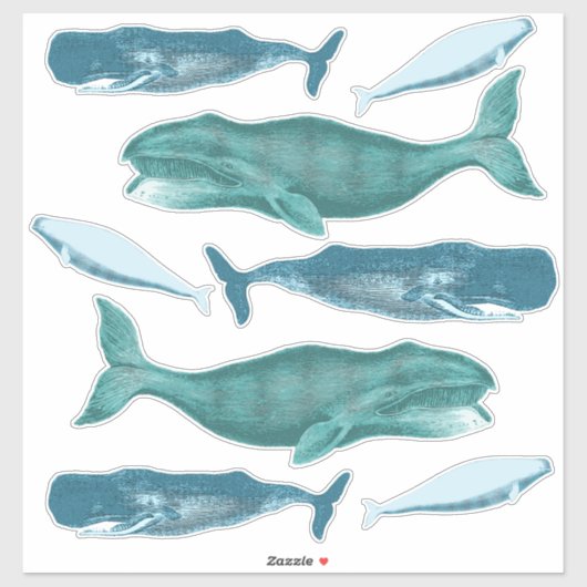  blauwwalvissen Steampunk Sticker (Vel)